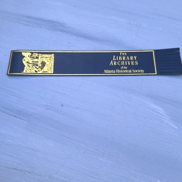 Genuine Leather Bookmark Gold Embossed Library Archive Fringed Blue - Picture 2 of 16